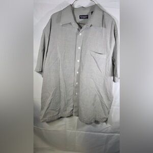 Roundtree & Yorke Grey Small Square Short Sleeve Button Shirt Size XL